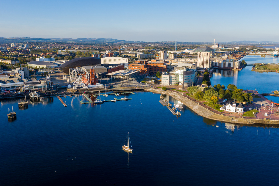 Aerial view of Cardiff Bay